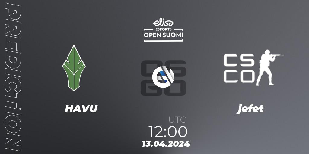 Pronóstico HAVU - jefet. 13.04.24, CS2 (CS:GO), Elisa Open Suomi Season 6