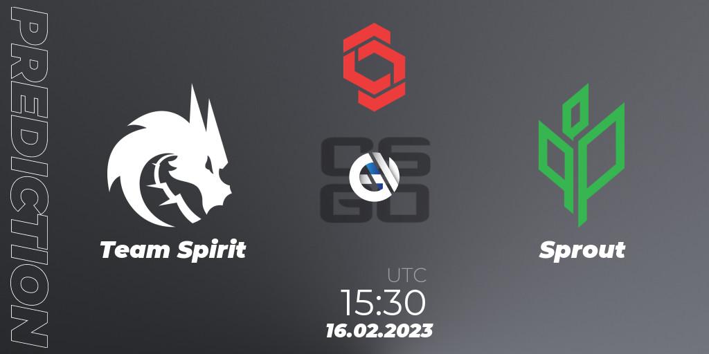 Pronóstico Team Spirit - Sprout. 16.02.2023 at 18:40, Counter-Strike (CS2), CCT Central Europe Series Finals #1