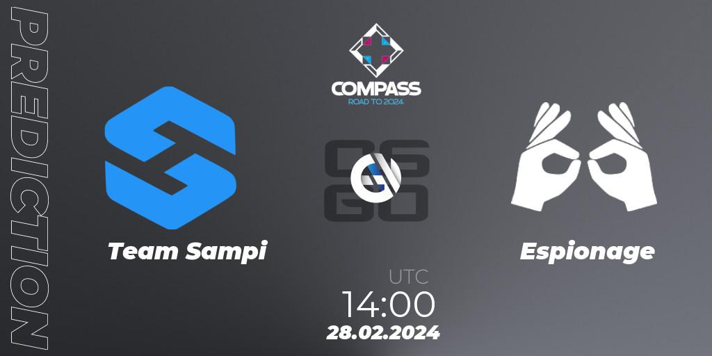 Pronóstico Team Sampi - Espionage. 28.02.2024 at 14:00, Counter-Strike (CS2), YaLLa Compass Spring 2024 Contenders
