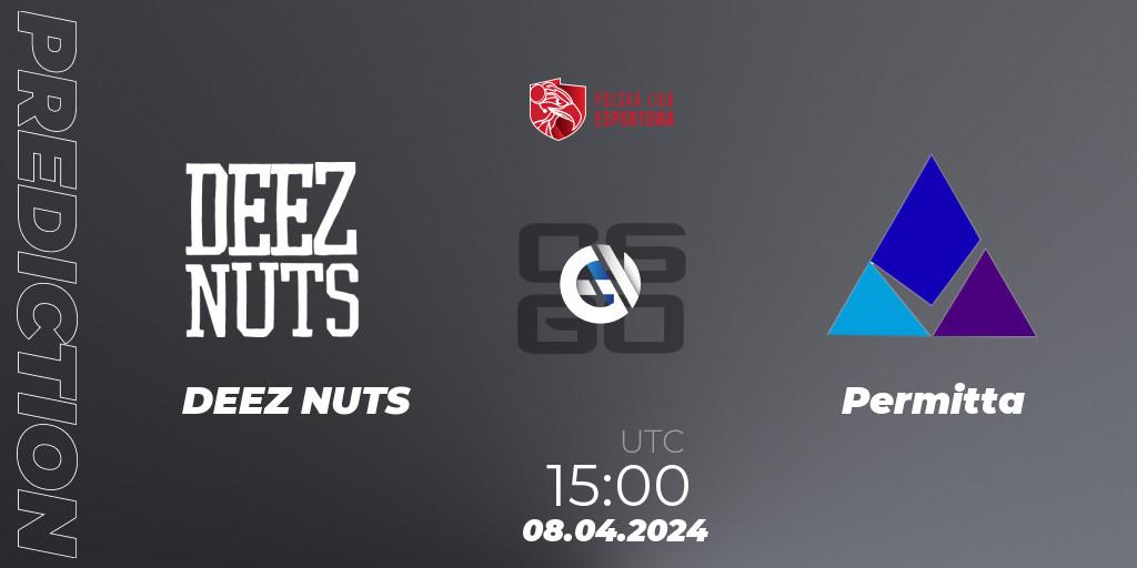 Pronóstico DEEZ NUTS - Permitta. 08.04.2024 at 15:00, Counter-Strike (CS2), Polska Liga Esportowa 2024: Split #1