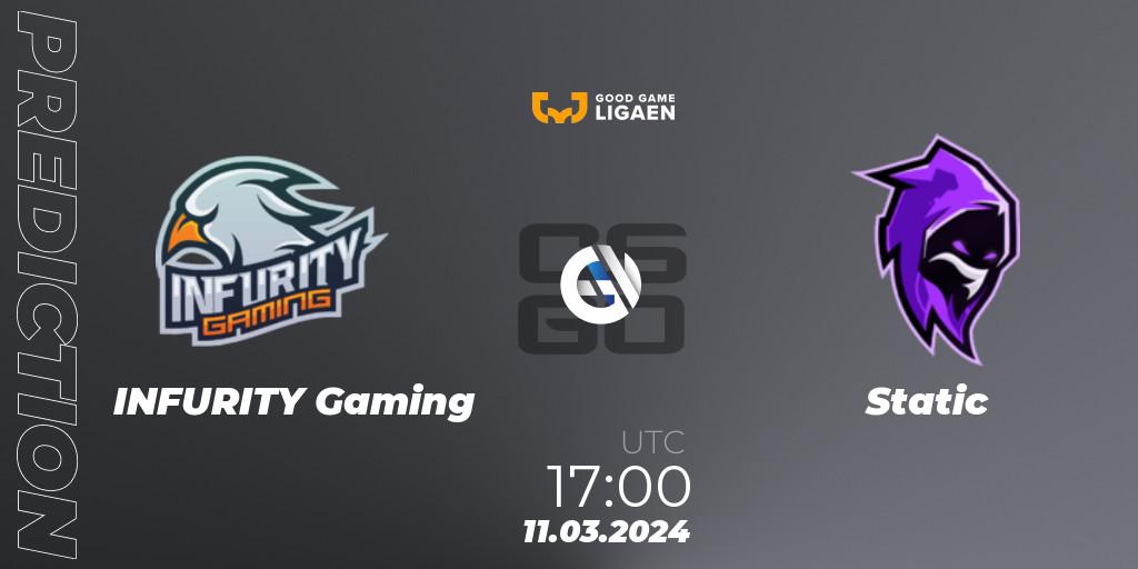 Pronóstico INFURITY Gaming - Static. 11.03.2024 at 17:00, Counter-Strike (CS2), Good Game-ligaen Spring 2024
