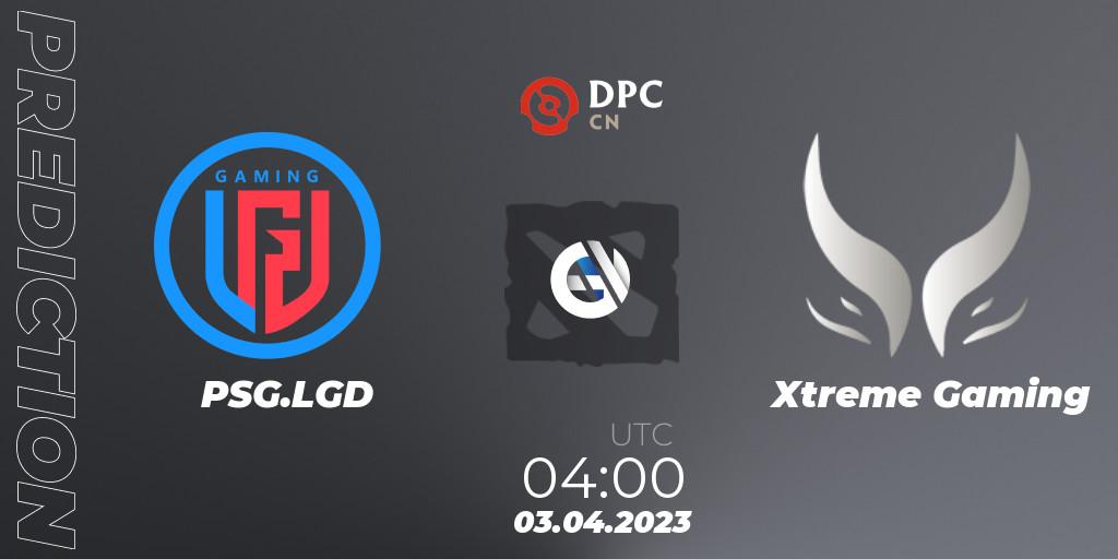 Pronóstico PSG.LGD - Xtreme Gaming. 03.04.2023 at 04:02, Dota 2, DPC 2023 Tour 2: China Division I (Upper)