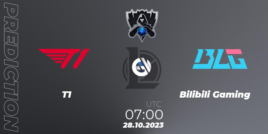 Pronóstico T1 - Bilibili Gaming. 28.10.2023 at 09:00, LoL, Worlds 2023 LoL - Group Stage