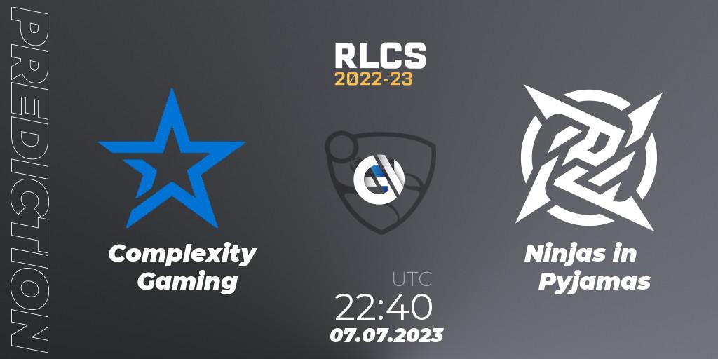 Pronóstico Complexity Gaming - Ninjas in Pyjamas. 07.07.2023 at 23:00, Rocket League, RLCS 2022-23 Spring Major