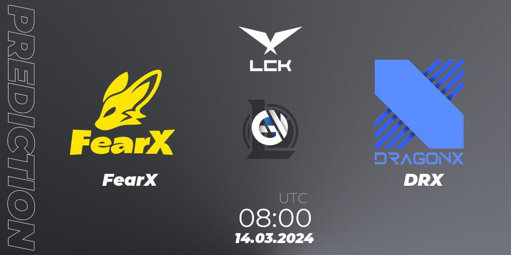 Pronóstico FearX - DRX. 14.03.24, LoL, LCK Spring 2024 - Group Stage