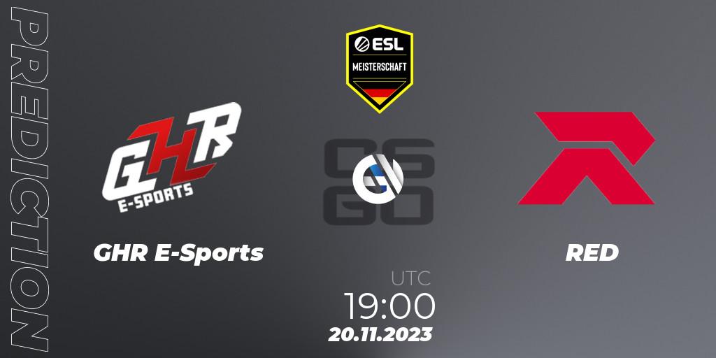 Pronóstico GHR E-Sports - RED. 20.11.23, CS2 (CS:GO), ESL Meisterschaft: Autumn 2023