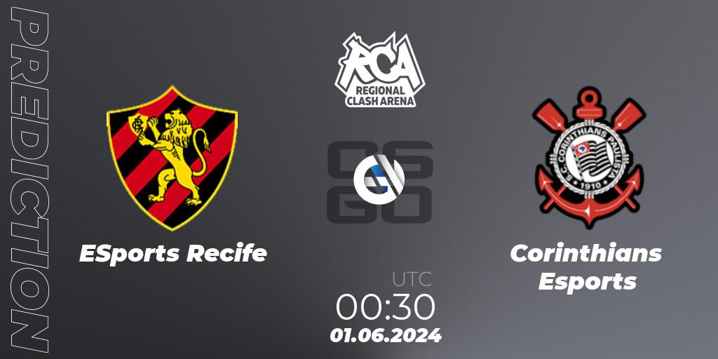 Pronóstico ESports Recife - Corinthians Esports. 01.06.2024 at 00:30, Counter-Strike (CS2), Regional Clash Arena South America: Closed Qualifier