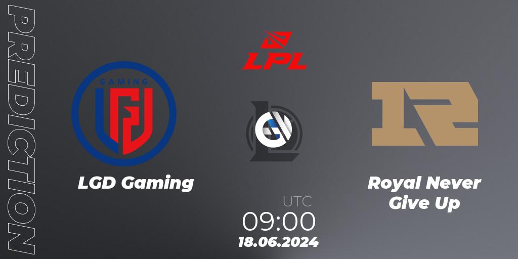 Pronóstico LGD Gaming - Royal Never Give Up. 18.06.2024 at 09:00, LoL, LPL 2024 Summer - Group Stage