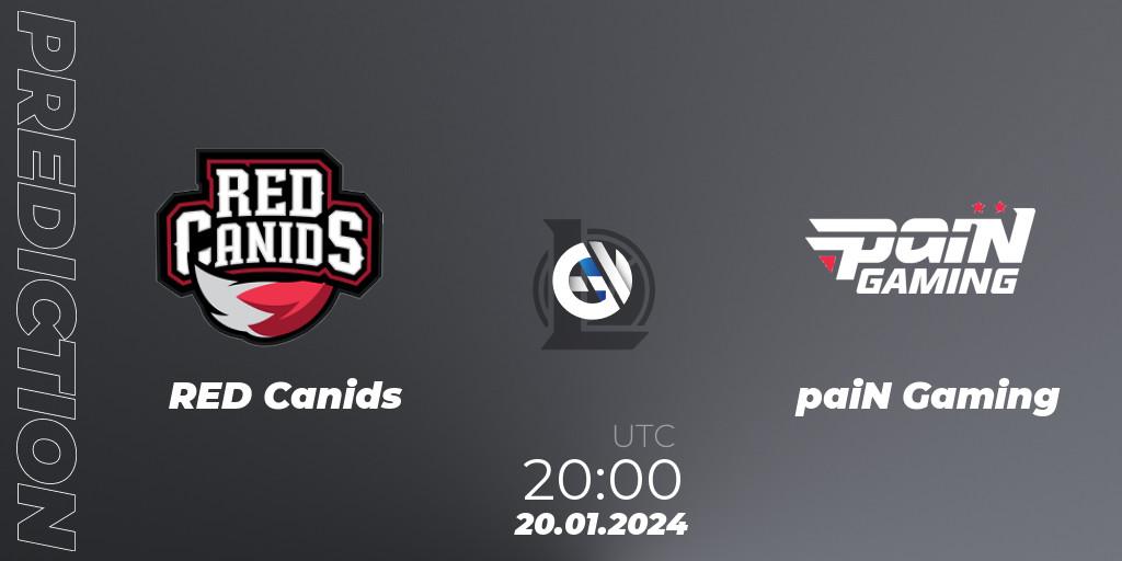 Pronóstico RED Canids - paiN Gaming. 20.01.2024 at 20:00, LoL, CBLOL Split 1 2024 - Group Stage
