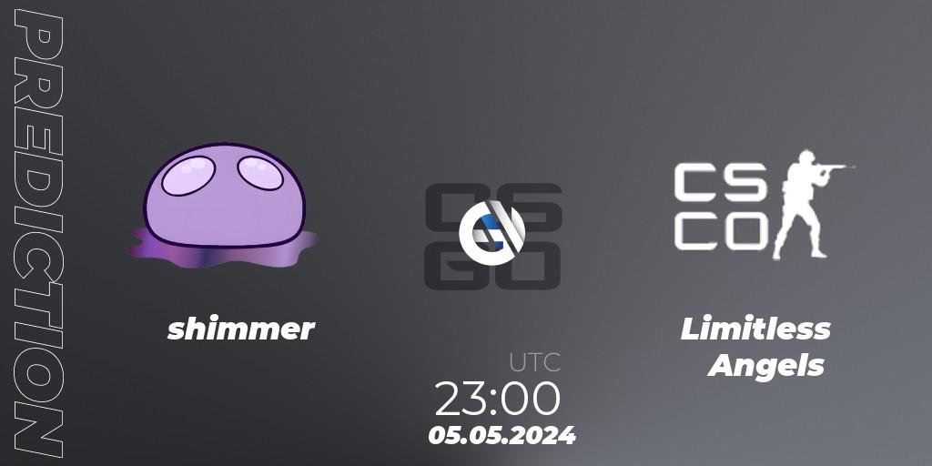Pronóstico shimmer - Limitless Angels. 05.05.2024 at 23:10, Counter-Strike (CS2), ESL Impact Spring 2024 Cash Cup 3 North America