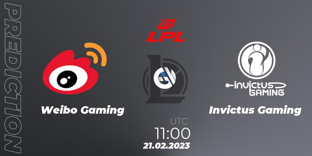 Pronóstico Weibo Gaming - Invictus Gaming. 21.02.2023 at 11:15, LoL, LPL Spring 2023 - Group Stage