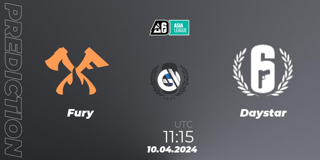 Pronóstico Fury - Daystar. 10.04.2024 at 11:15, Rainbow Six, Asia League 2024 - Stage 1