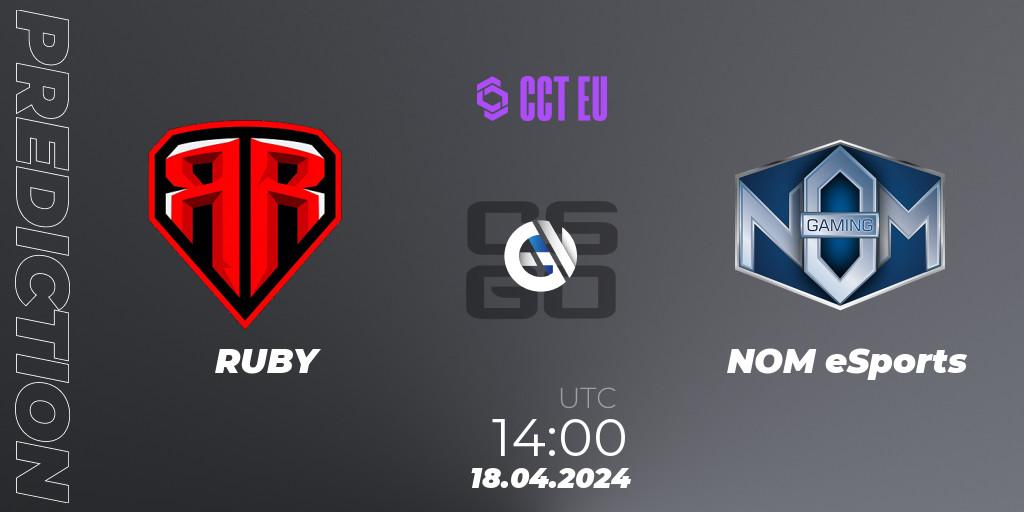 Pronóstico RUBY - NOM eSports. 18.04.2024 at 14:00, Counter-Strike (CS2), CCT Season 2 Europe Series 1 Closed Qualifier