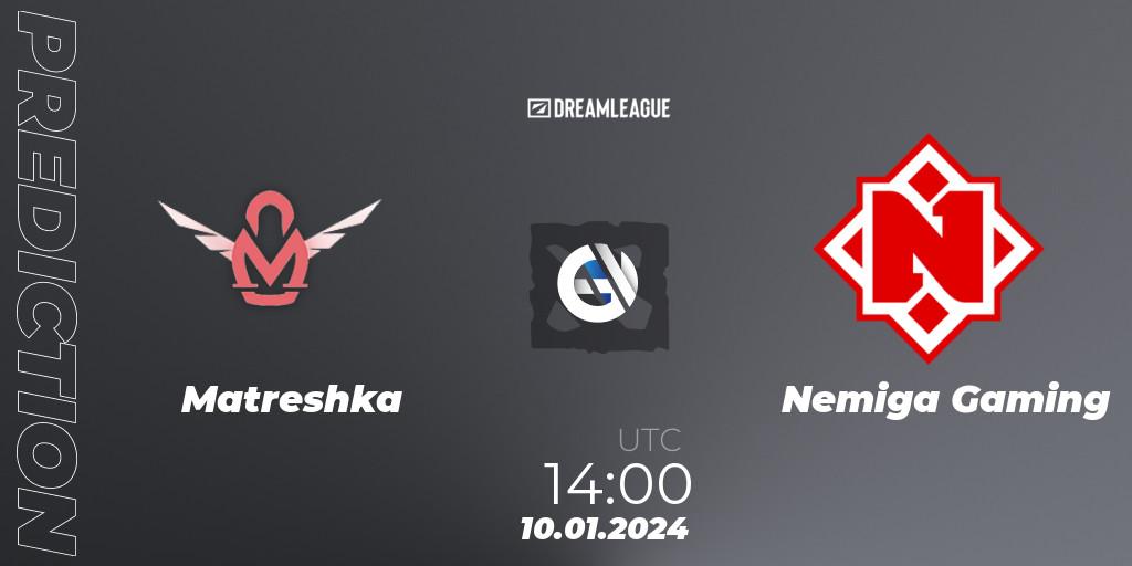 Pronóstico Matreshka - Nemiga Gaming. 10.01.24, Dota 2, DreamLeague Season 22: Eastern Europe Open Qualifier #1
