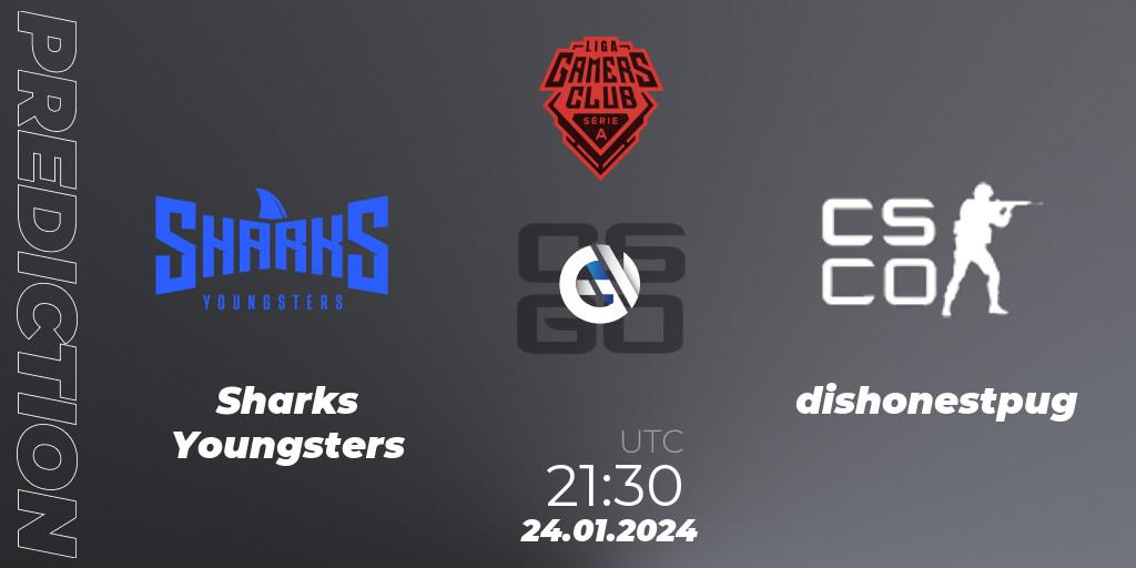 Pronóstico Sharks Youngsters - dishonestpug. 24.01.2024 at 21:30, Counter-Strike (CS2), Gamers Club Liga Série A: January 2024