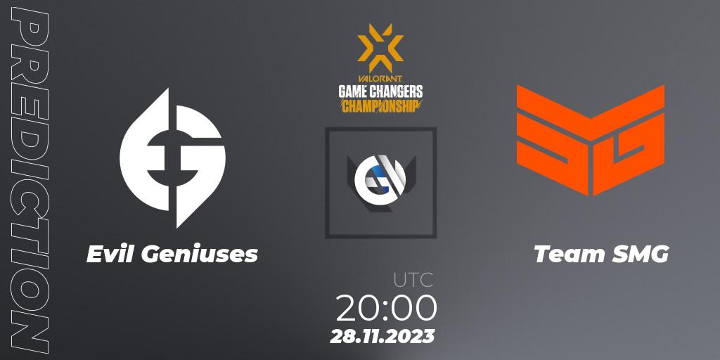 Pronóstico Evil Geniuses - Team SMG. 28.11.2023 at 20:00, VALORANT, VCT 2023: Game Changers Championship