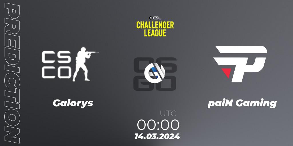 Pronóstico Galorys - paiN Gaming. 08.05.2024 at 19:00, Counter-Strike (CS2), ESL Challenger League Season 47: South America