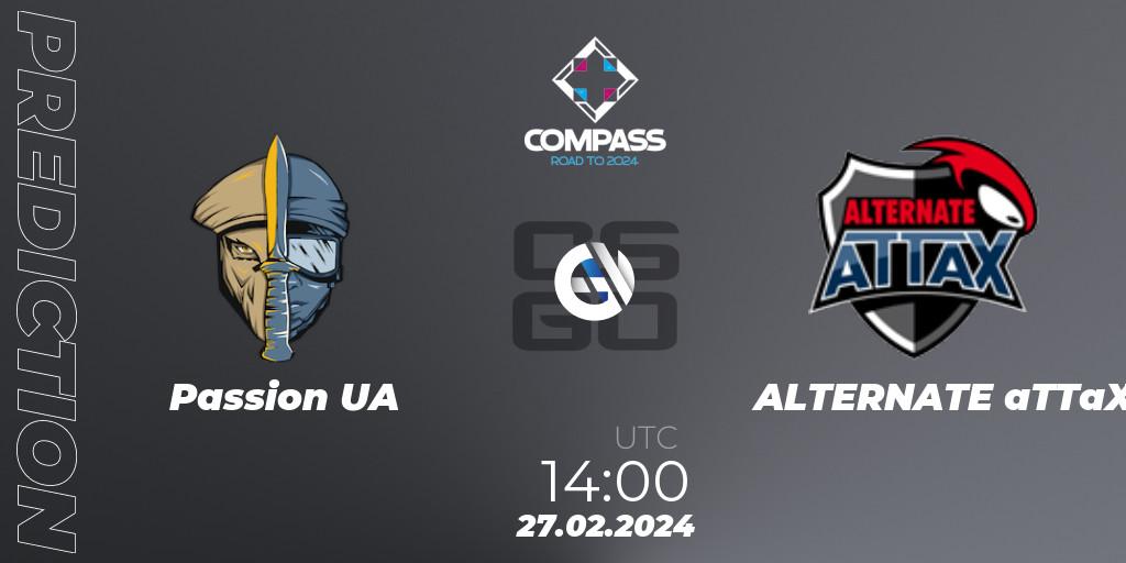 Pronóstico Passion UA - ALTERNATE aTTaX. 27.02.2024 at 14:00, Counter-Strike (CS2), YaLLa Compass Spring 2024 Contenders