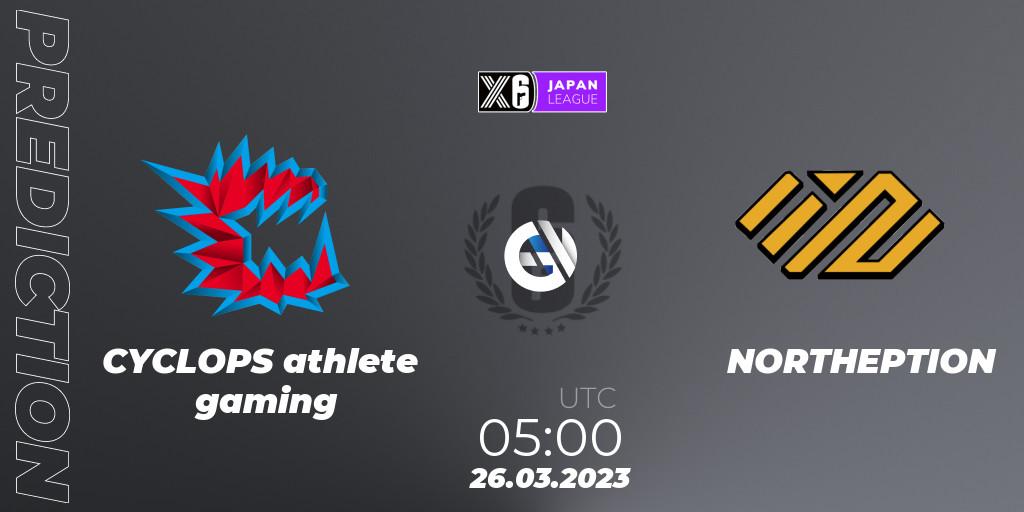 Pronóstico CYCLOPS athlete gaming - NORTHEPTION. 26.03.23, Rainbow Six, Japan League 2023 - Stage 1