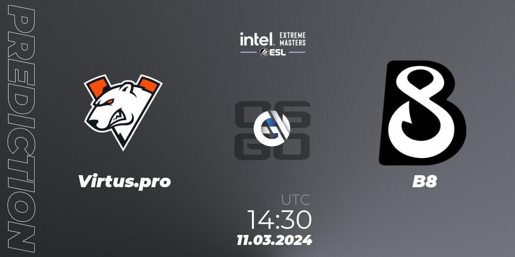 Pronóstico Virtus.pro - B8. 11.03.24, CS2 (CS:GO), Intel Extreme Masters Dallas 2024: European Closed Qualifier