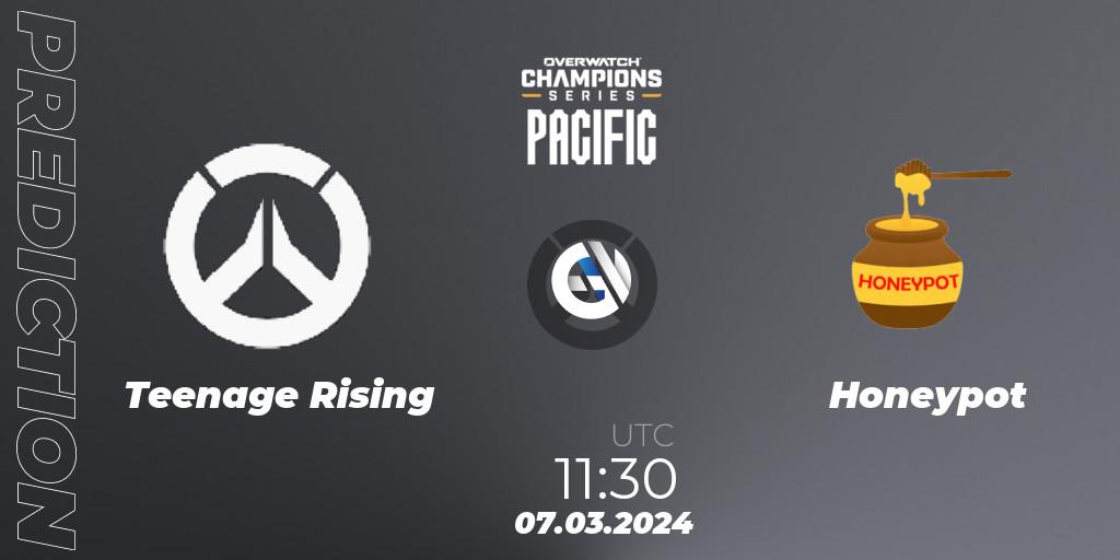 Pronóstico Teenage Rising - Honeypot. 07.03.2024 at 11:30, Overwatch, Overwatch Champions Series 2024 - Stage 1 Pacific