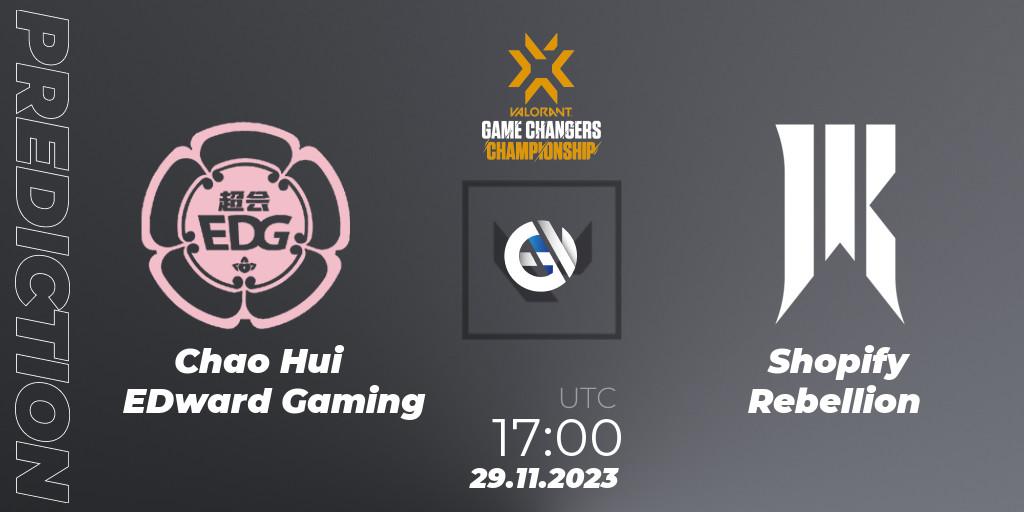 Pronóstico Chao Hui EDward Gaming - Shopify Rebellion. 29.11.2023 at 17:15, VALORANT, VCT 2023: Game Changers Championship