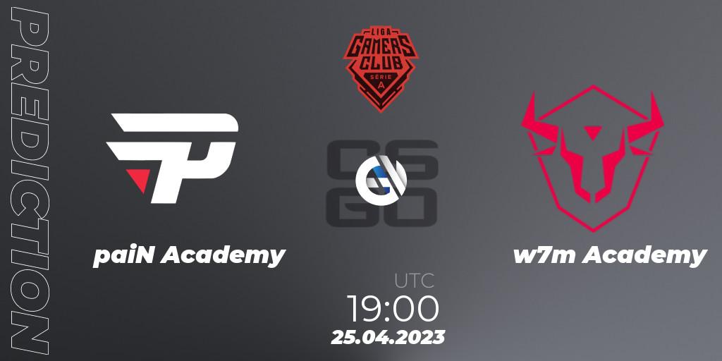 Pronóstico paiN Academy - w7m Academy. 25.04.2023 at 19:00, Counter-Strike (CS2), Gamers Club Liga Série A: April 2023