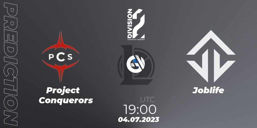 Pronóstico Project Conquerors - Joblife. 04.07.2023 at 19:00, LoL, LFL Division 2 Summer 2023 - Group Stage