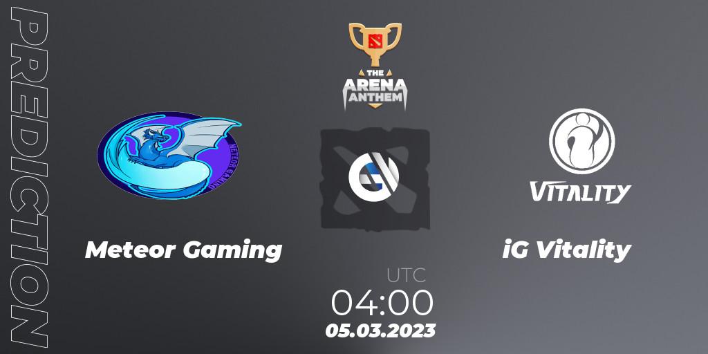 Pronóstico Meteor Gaming - iG Vitality. 05.03.2023 at 04:17, Dota 2, The Arena Anthem