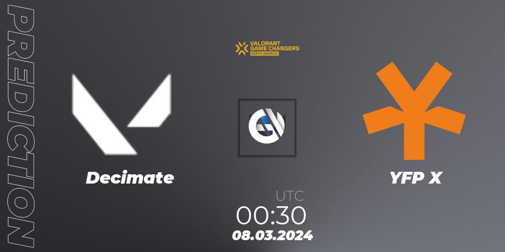 Pronóstico Decimate - YFP X. 08.03.2024 at 00:30, VALORANT, VCT 2024: Game Changers North America Series Series 1