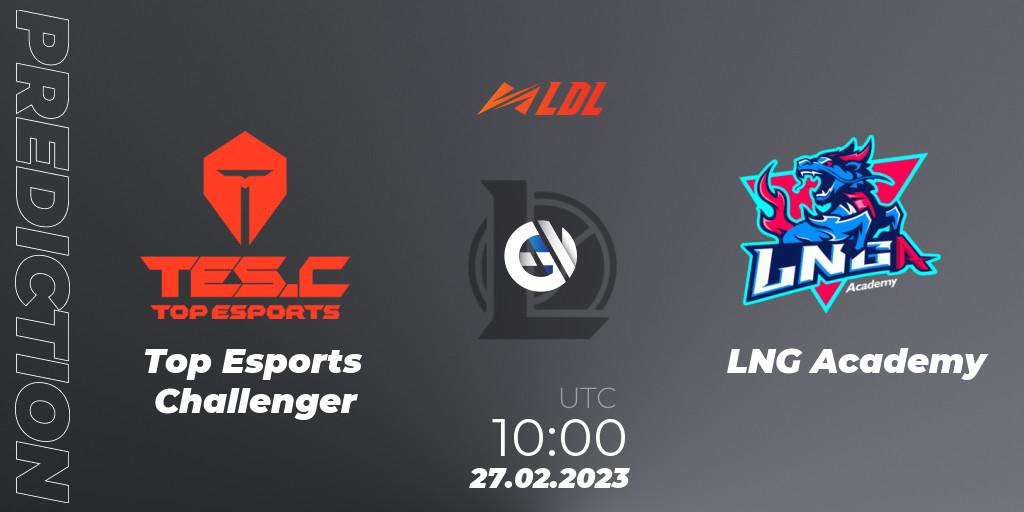 Pronóstico Top Esports Challenger - LNG Academy. 27.02.2023 at 10:00, LoL, LDL 2023 - Regular Season