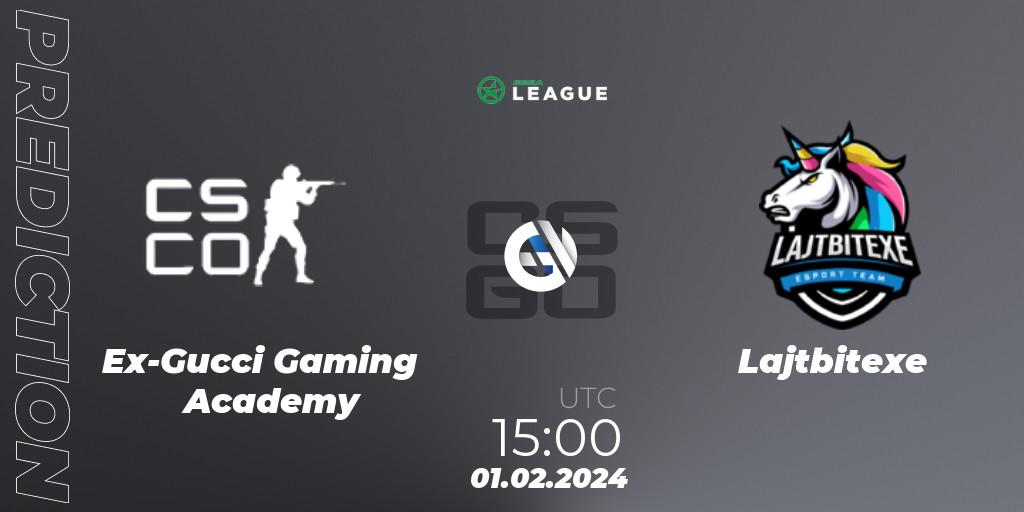 Pronóstico Ex-Gucci Gaming Academy - Lajtbitexe. 01.02.2024 at 15:00, Counter-Strike (CS2), ESEA Season 48: Advanced Division - Europe