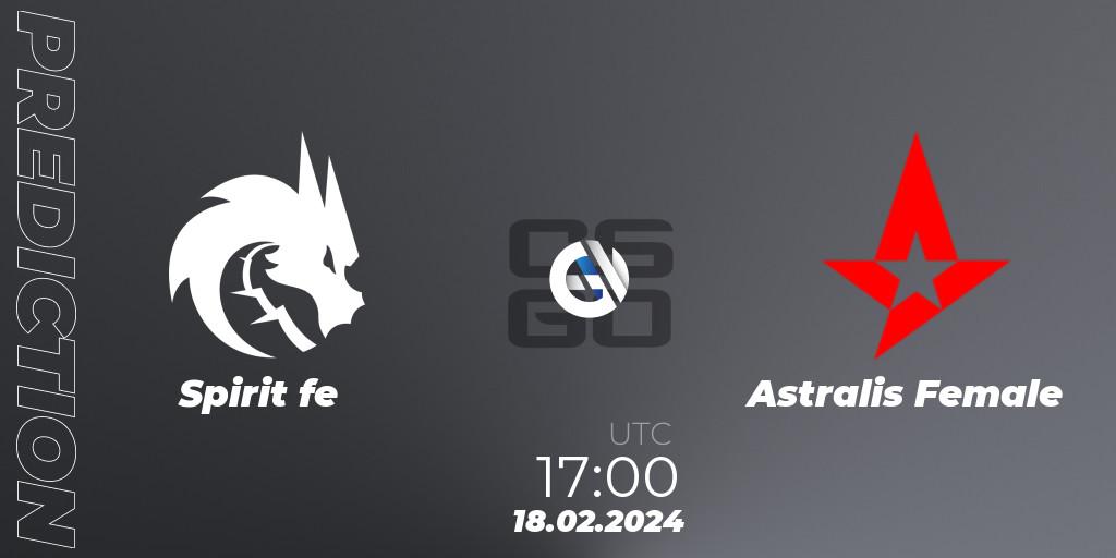 Pronóstico Spirit fe - Astralis Female. 18.02.2024 at 17:00, Counter-Strike (CS2), ESL Impact League Season 5: European Division - Open Qualifier #2