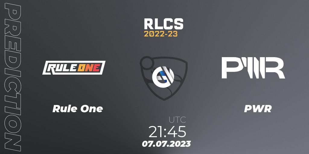 Pronóstico Rule One - PWR. 07.07.2023 at 22:00, Rocket League, RLCS 2022-23 Spring Major