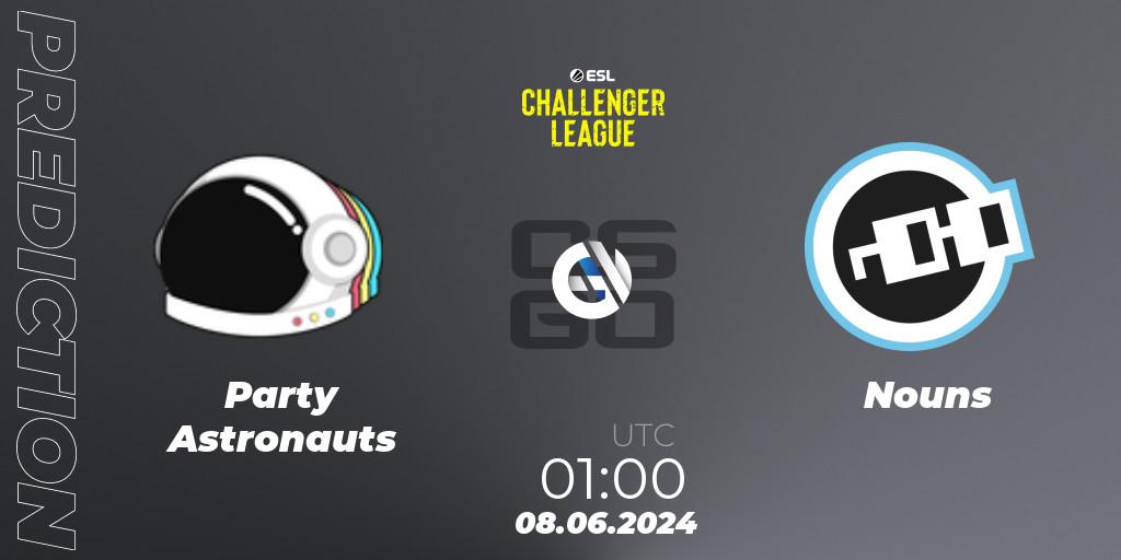 Pronóstico Party Astronauts - Nouns. 08.06.2024 at 01:00, Counter-Strike (CS2), ESL Challenger League Season 47: North America