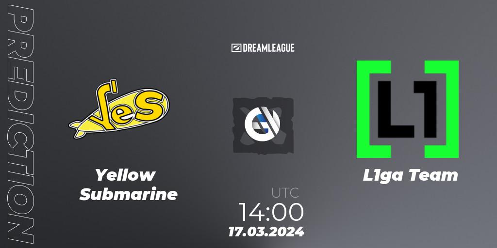 Pronóstico Yellow Submarine - L1ga Team. 17.03.2024 at 15:30, Dota 2, DreamLeague Season 23: Eastern Europe Open Qualifier #1