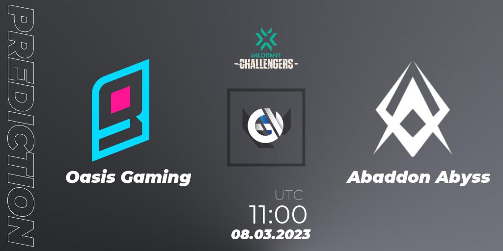 Pronóstico Oasis Gaming - Abaddon Abyss. 08.03.23, VALORANT, VALORANT Challengers 2023: Philippines Split 1