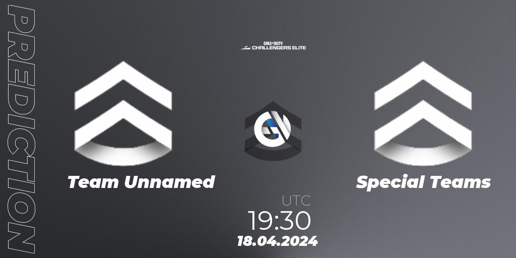 Pronóstico Team Unnamed - Special Teams. 18.04.2024 at 19:30, Call of Duty, Call of Duty Challengers 2024 - Elite 2: EU
