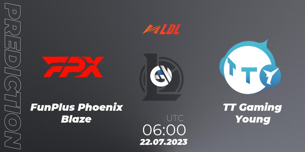 Pronóstico FunPlus Phoenix Blaze - TT Gaming Young. 22.07.2023 at 06:00, LoL, LDL 2023 - Playoffs