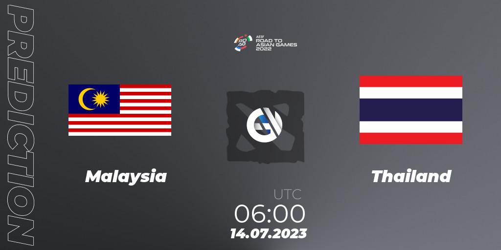 Pronóstico Malaysia - Thailand. 14.07.23, Dota 2, 2022 AESF Road to Asian Games - Southeast Asia
