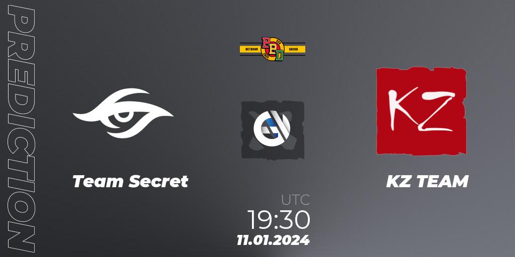 Pronóstico Team Secret - KZ TEAM. 11.01.24, Dota 2, BetBoom Dacha Dubai 2024: WEU Closed Qualifier