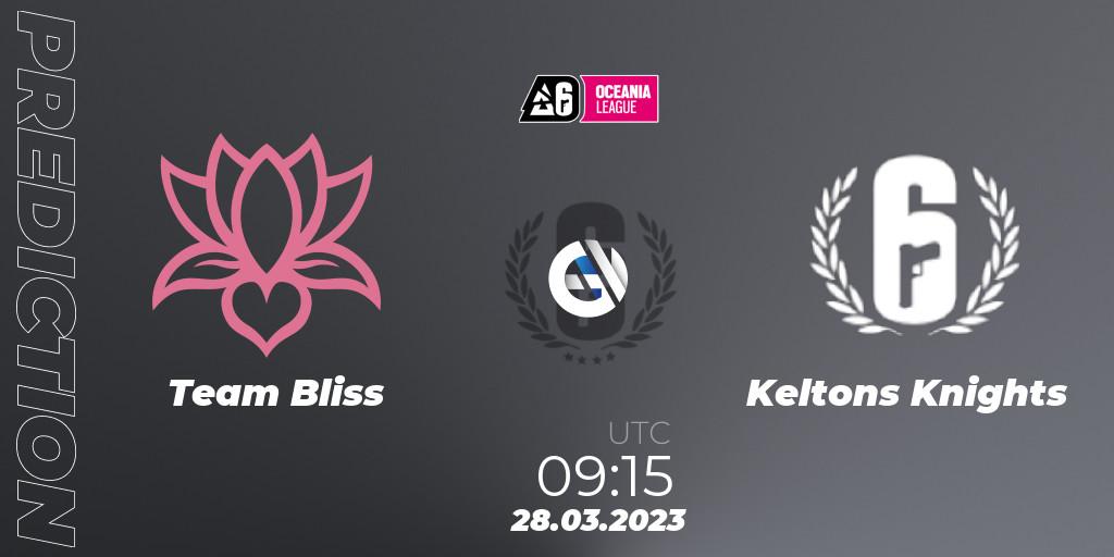 Pronóstico Team Bliss - Keltons Knights. 28.03.2023 at 09:15, Rainbow Six, Oceania League 2023 - Stage 1