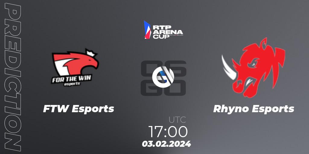 Pronóstico FTW Esports - Rhyno Esports. 03.02.2024 at 17:30, Counter-Strike (CS2), RTP Arena Cup 2024