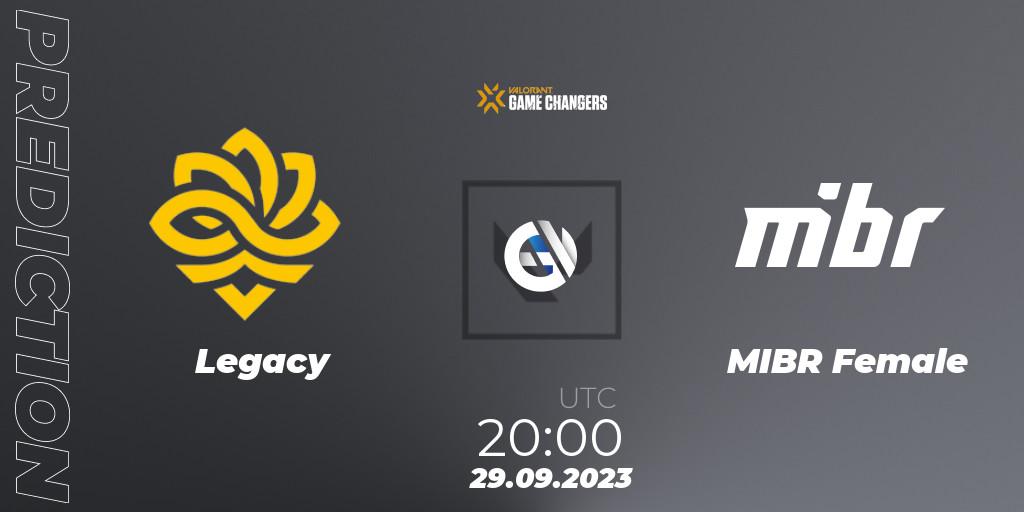 Pronóstico Legacy - MIBR Female. 29.09.2023 at 20:15, VALORANT, VCT 2023: Game Changers Brazil Series 2