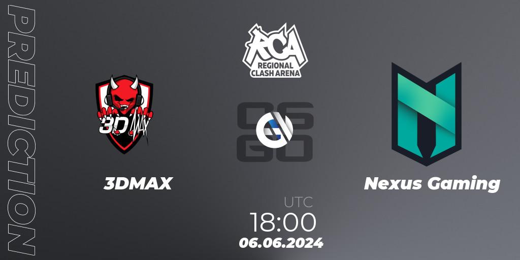 Pronóstico 3DMAX - Nexus Gaming. 06.06.2024 at 18:00, Counter-Strike (CS2), Regional Clash Arena Europe