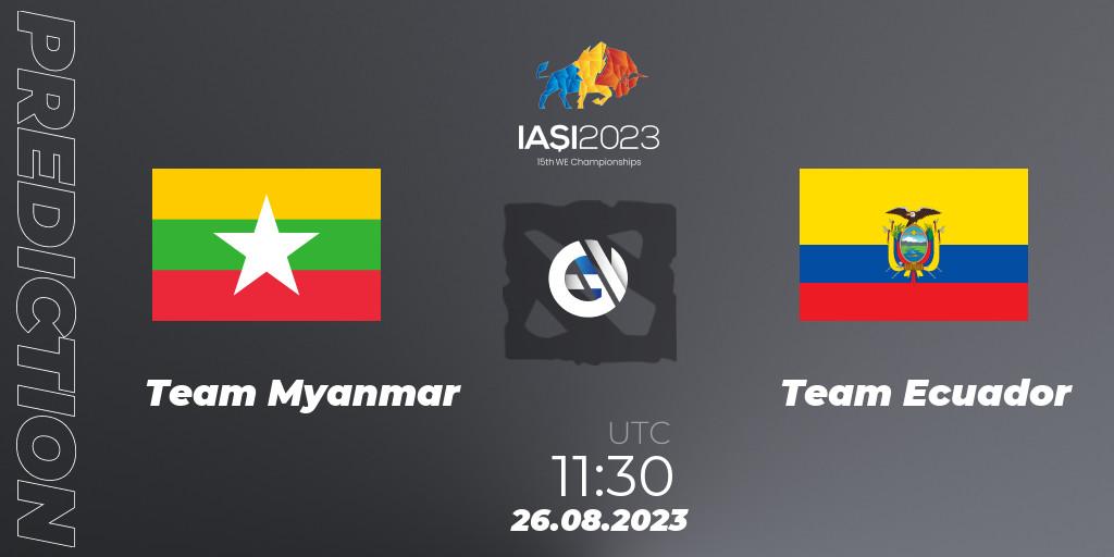 Pronóstico Team Myanmar - Team Ecuador. 26.08.2023 at 19:30, Dota 2, IESF World Championship 2023