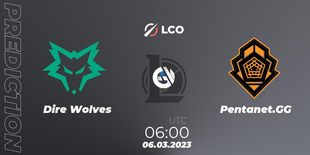 Pronóstico Dire Wolves - Pentanet.GG. 06.03.2023 at 06:00, LoL, LCO Split 1 2023 - Group Stage