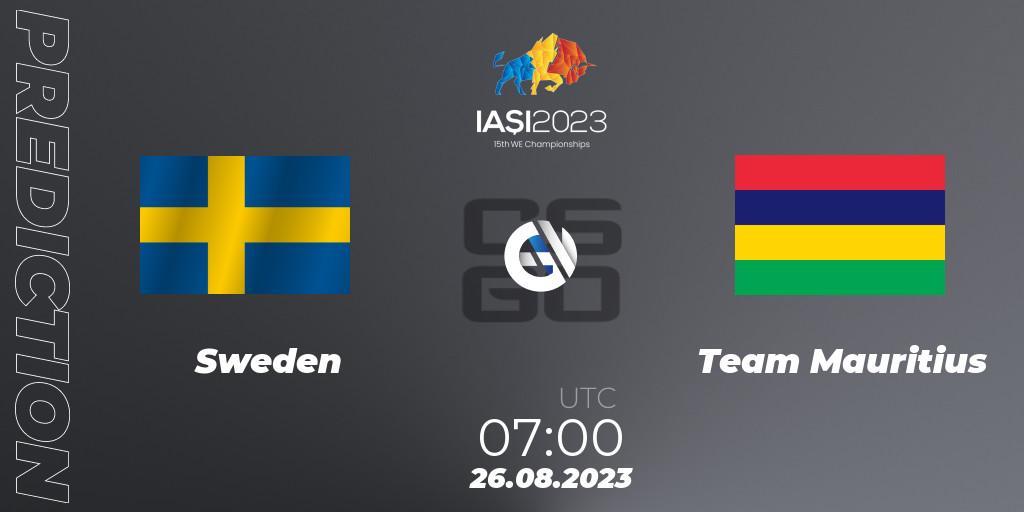 Pronóstico Sweden - Team Mauritius. 26.08.2023 at 11:30, Counter-Strike (CS2), IESF World Esports Championship 2023