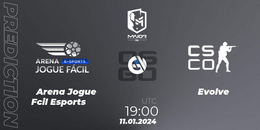 Pronóstico Arena Jogue Fácil Esports - Evolve. 11.01.24, CS2 (CS:GO), PGL CS2 Major Copenhagen 2024 South America RMR Open Qualifier 2