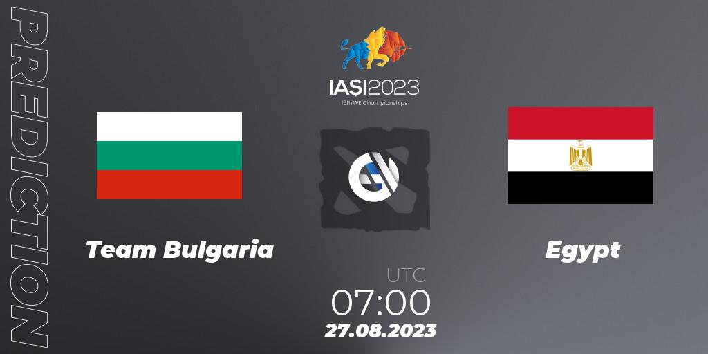 Pronóstico Team Bulgaria - Egypt. 27.08.23, Dota 2, IESF World Championship 2023